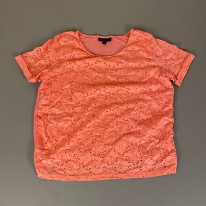 Aditi Blouse Top Women's Size 20 Coral Lace Front Tee‎ Casual Short Sleeve